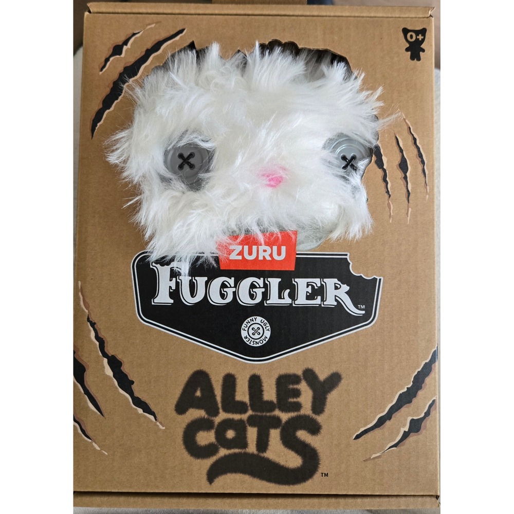 Zuru Fuggler Alley Cats Funny Ugly Monster White Fuzzy Plush Toy